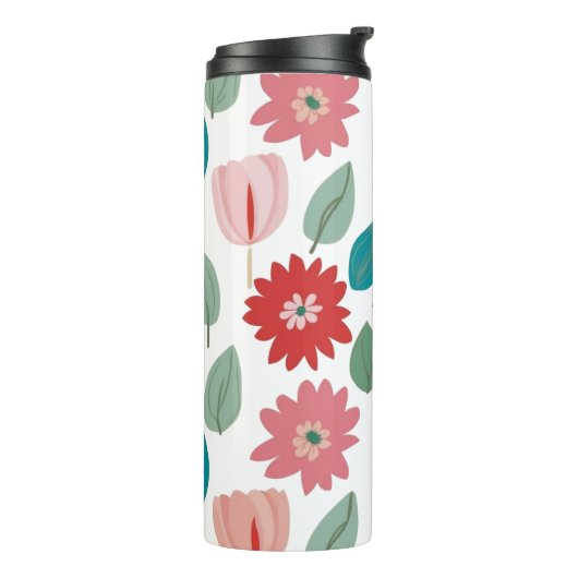Stylized Floral Garden Pattern Thermosbeker (Gedraaid links)