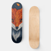 Stylized Fox Illustration with Floral Background Skateboard (Voorkant)
