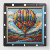 Stylized Hot Air Balloon River Valley Vierkante Klok (Voorkant)