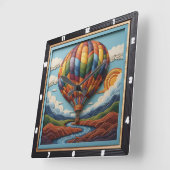 Stylized Hot Air Balloon River Valley Vierkante Klok (Hoek)