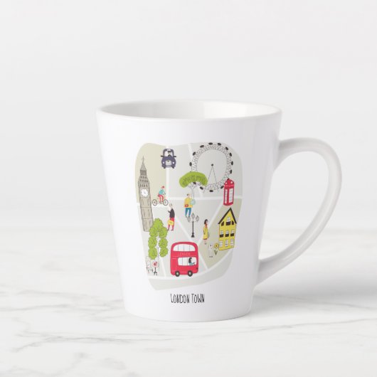 Stylized Map London England Landmarks Name Latte Mok (Rechts)