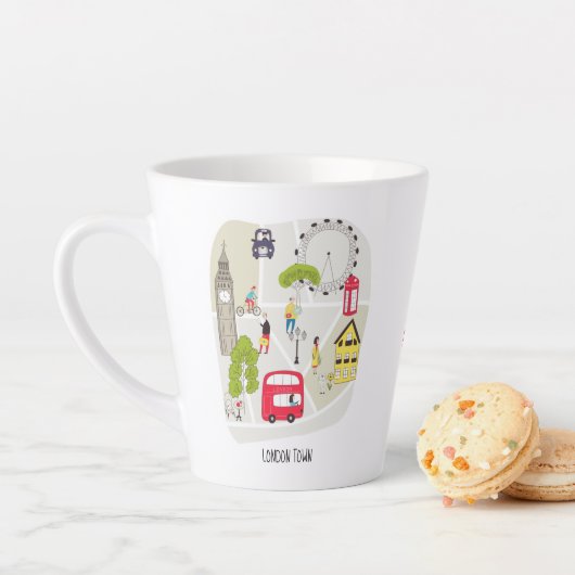 Stylized Map London England Landmarks Name Latte Mok (In situ)