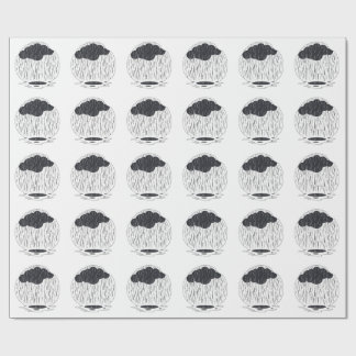 Stylized Rain Cloud with Falling Rain and Puddle Cadeaupapier