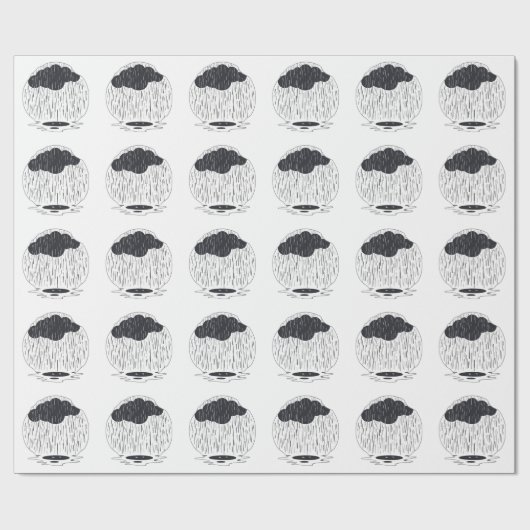 Stylized Rain Cloud with Falling Rain and Puddle Cadeaupapier (Vlak)