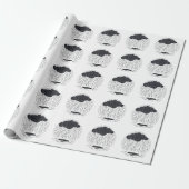 Stylized Rain Cloud with Falling Rain and Puddle Cadeaupapier (Uitgerold)