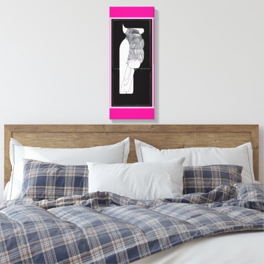 Stylized Rose-Breasted Cockatoo Pink Canvas Print (Insitu (Slaapkamer))
