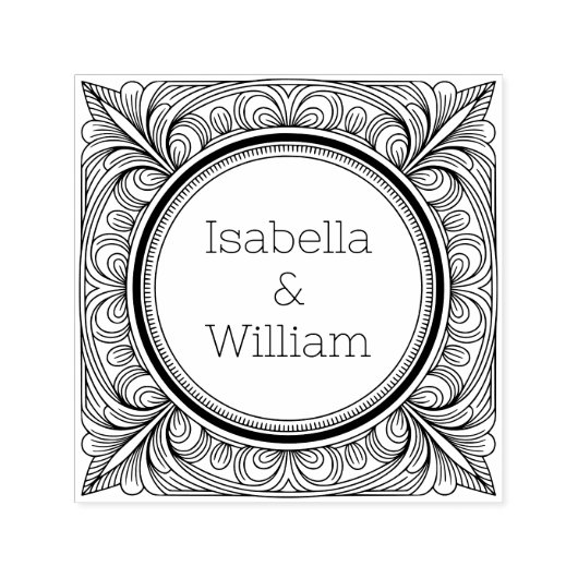 Stylized Scrollwork Couple Self-Inking Stamp Zelfinktende Stempel (Design)