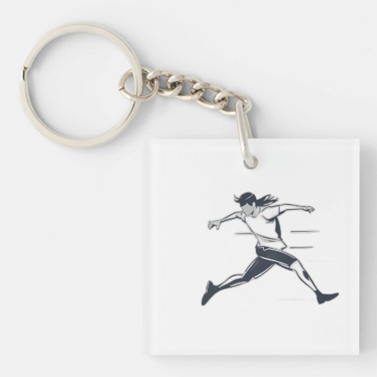 Stylized Silhouette of a Person Running Fast Sleutelhanger (voorkant)