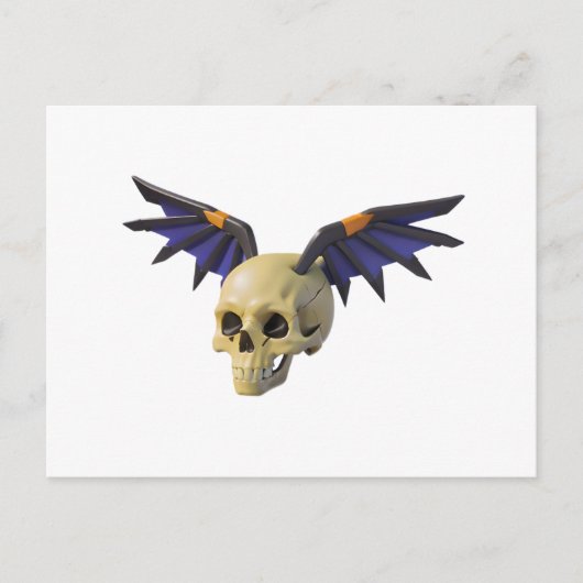 Stylized Skull with Angular Colorful Wings Briefkaart (Voorkant)