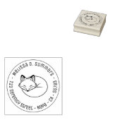 Stylized Sleeping Fox Round Address 3 Rubberstempel (Gestempeld)