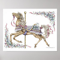 Stylo à cheval de printemps et affiche de dessin d