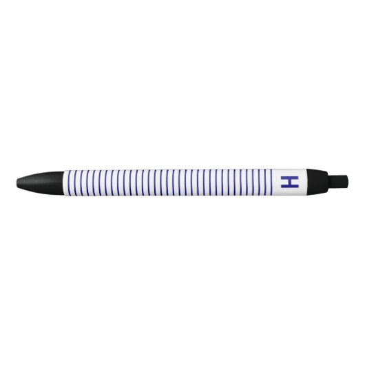 Stylo à écrire rayures bleu marine blanc Monogram (Devant)