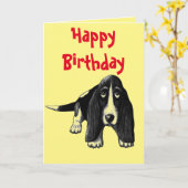 Stylo à encre Basset dessin joyeux carte d'anniver (Fleur jaune)