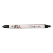 Stylo à encre noire monogramme rose chien (Devant)