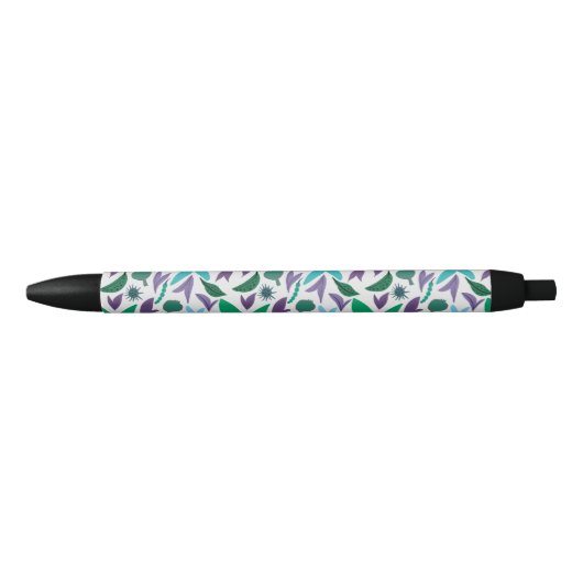 Stylo à encre noire motif de fleur exotique (Devant)