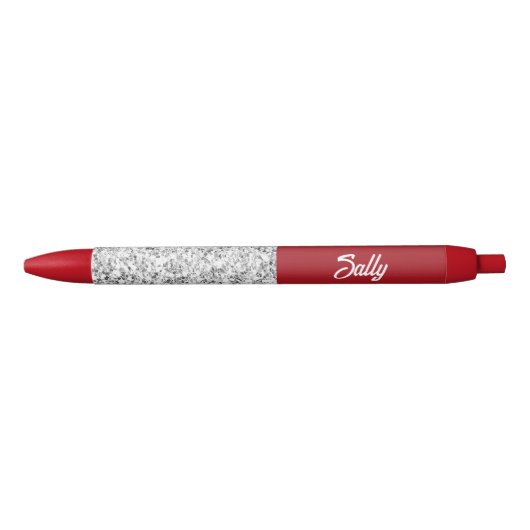 Stylo à encre noire solide rouge et cristal (Devant)