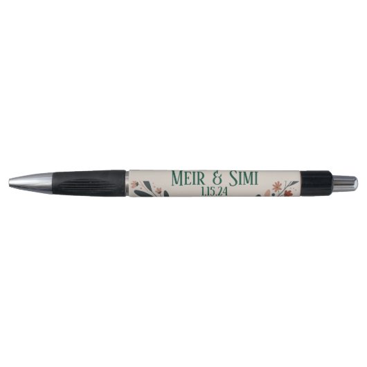 Stylo à fleurs vert (Devant)