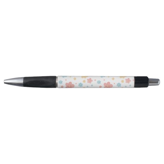 Stylo à motif floral (base blanche) (Devant)