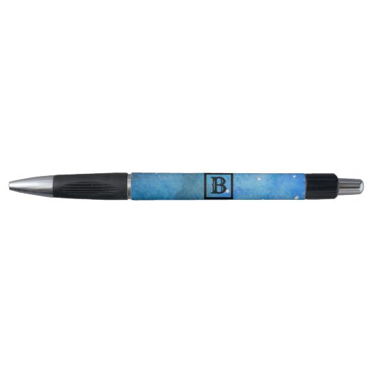 Stylo Abstrait Art Moderne Monogramme Bleu Aquarelle Noi (Devant)