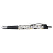 Stylo Abstrait noir gris jaune Floral Nom personnalisé (Haut)