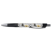 Stylo Abstrait noir gris jaune Floral Nom personnalisé (Bas)