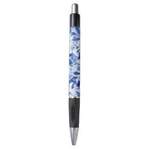 Stylo Abstraits Feuilles bleu et blanc