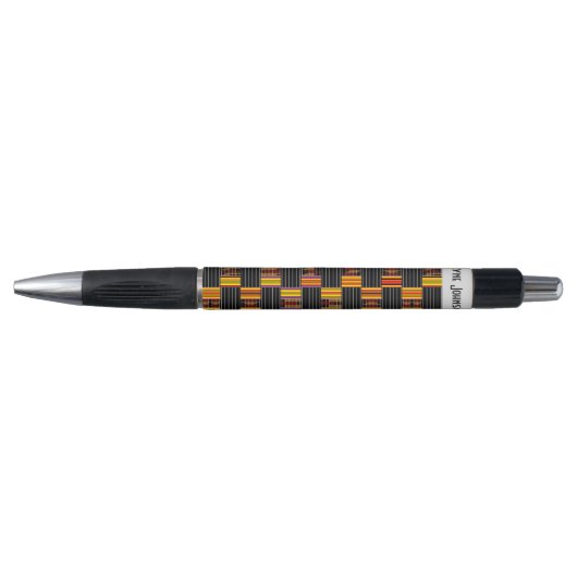 Stylo Afrocentrique Colorful Black Pinstripe Kente Nom (Devant)