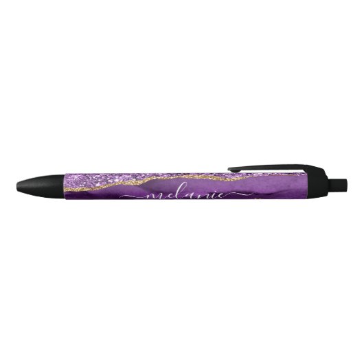 Stylo Agate Purple Gold Parties scintillant avec n (Haut)