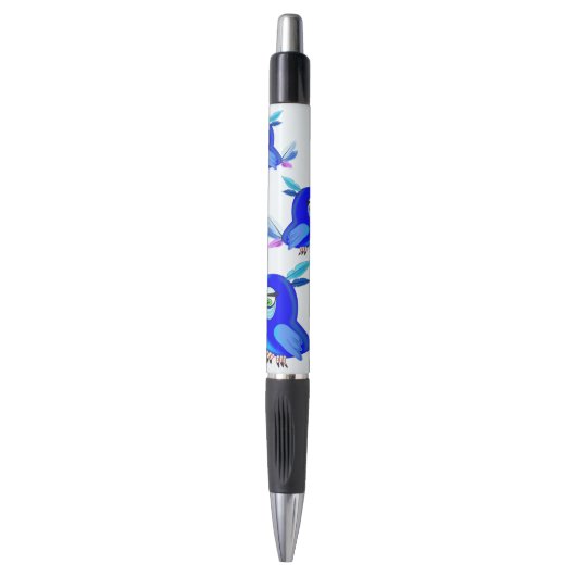 Stylo amusant avec perroquets bleus (Devant (Vertical))