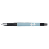 Stylo Ancre bleu-clair décorée d'un monogramme (Devant)