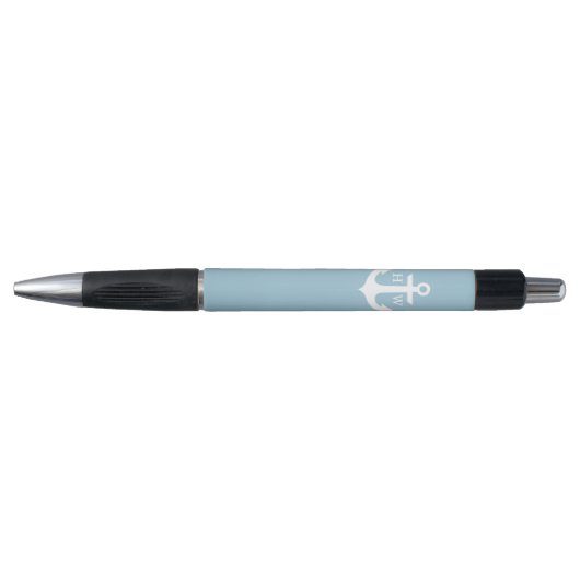Stylo Ancre bleu-clair décorée d'un monogramme (Devant)