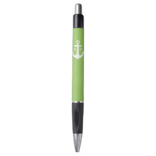 Stylo Ancre de vert de chaux décorée d'un monogramme