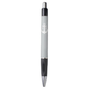 Stylo Ancre grise décorée d'un monogramme