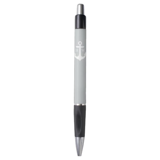 Stylo Ancre grise décorée d'un monogramme (Devant (Vertical))