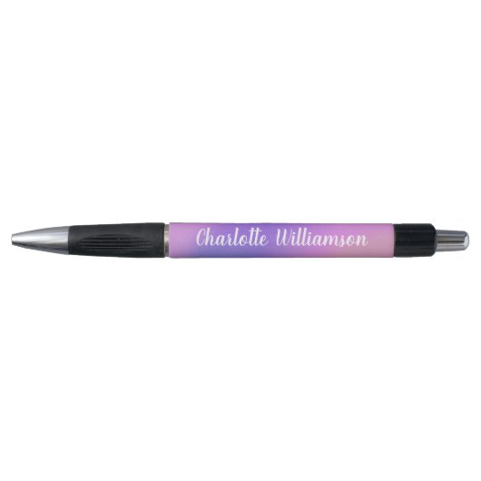 Stylo Aquarelle de Boho pourpre dégradé Nom personnalisé (Devant)