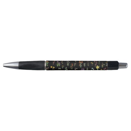 Stylo Aquarelle fleur sauvage Floral botanique noir (Devant)
