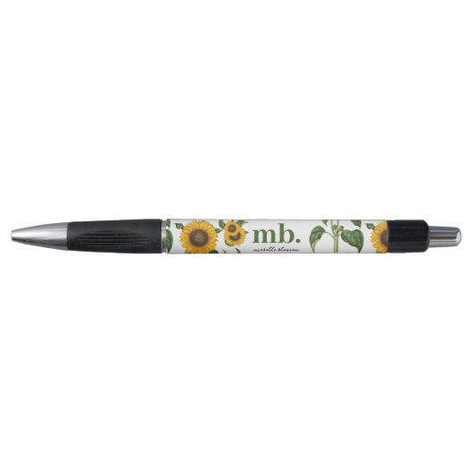 Stylo Aquarelle Fleurs de soleil Botanique Foliage Verdu (Devant)