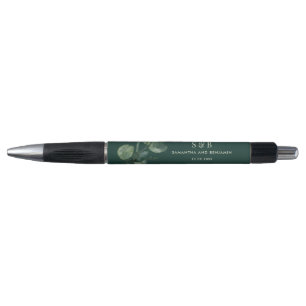 Stylo Aquarelle Monogramme Eucalyptus Faveurs de mariage