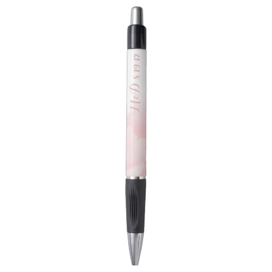 Stylo Aquarelle Peony rose clair Mariage Monogramme (Devant (Vertical))