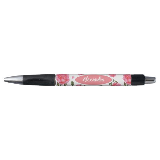 Stylo Aquarelle rose rose Botanique Motif Floral (Devant)