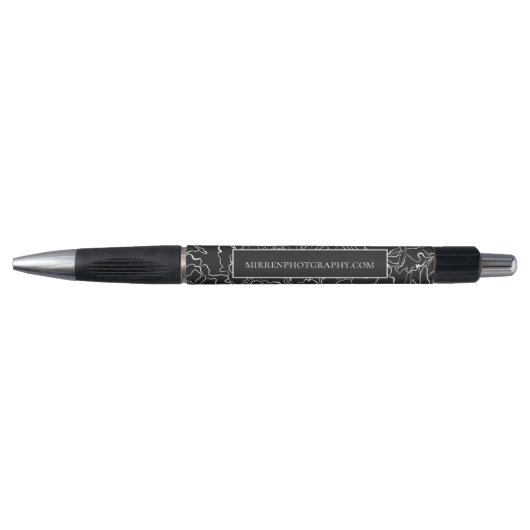 Stylo Ardoise noire simplement florale personnalisée (Devant)
