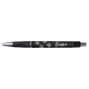 Stylo Arrière - plan noir Silver Dog Paws Motif d'impres