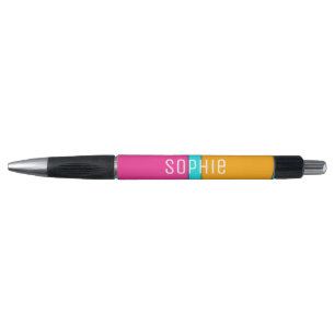 Stylo Art de bruit rose et orange nommé personnalisé