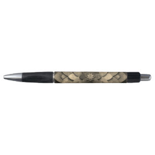 Stylo Art de mandala doré antique texturé fleur