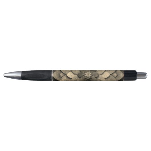 Stylo Art de mandala doré antique texturé fleur (Devant)