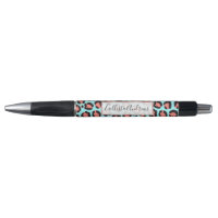 Artsy Trendy Coral Mint Turquoise Leopard Poster d