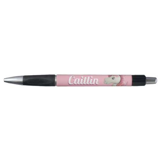 Stylo Ballons Unicorne Rose Personnalisé (Devant)