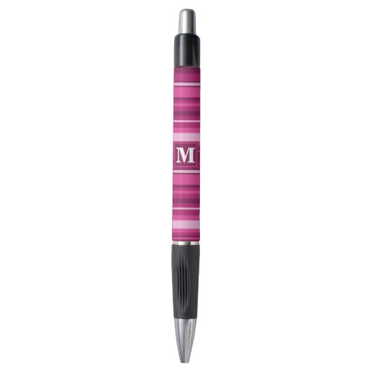 Stylo Bandes de monogramme fuchsia (Devant (Vertical))