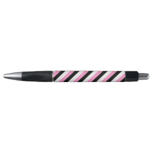 Stylo Bandes noires, blanches et roses
