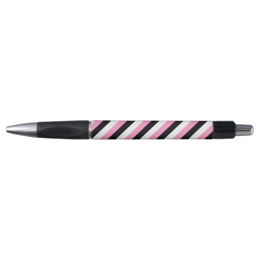Stylo Bandes noires, blanches et roses (Devant)